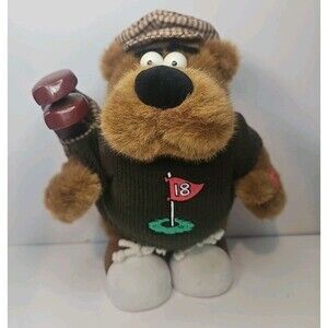 My Favorite Toy Company 10" Sid Bear Brown Golfing Plush Stuffed Animal Toy